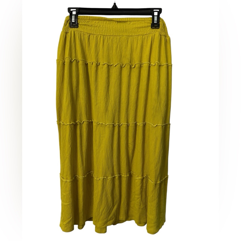 Scoop Women's Yellow Tiered Boho Midi Skirt Size Medium NWOT - Picture 3 of 6